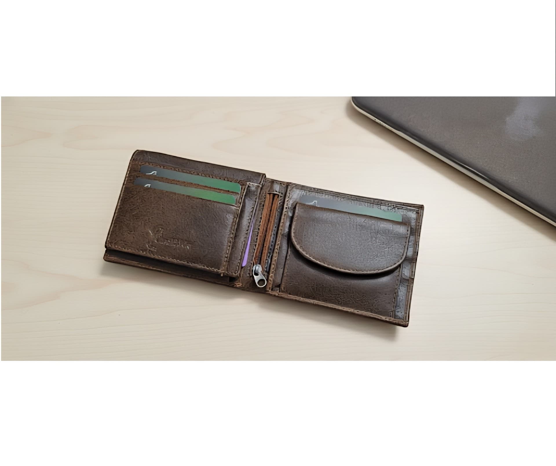 Genuine Leather Bifold Wallet - Zip thumbnail 4