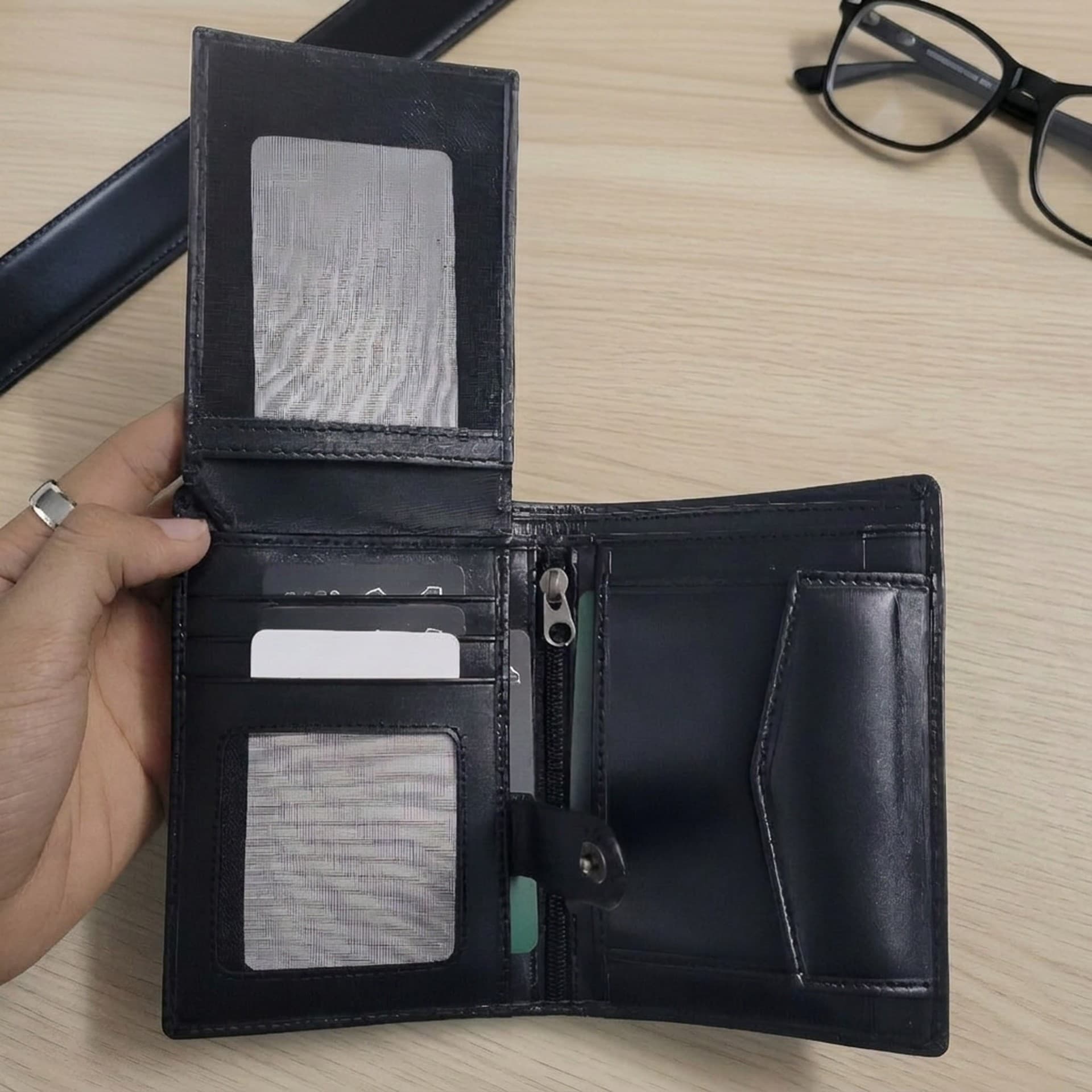 ID Flap Semi-Long Bifold Wallet with Coin & Zip Compartments thumbnail 6