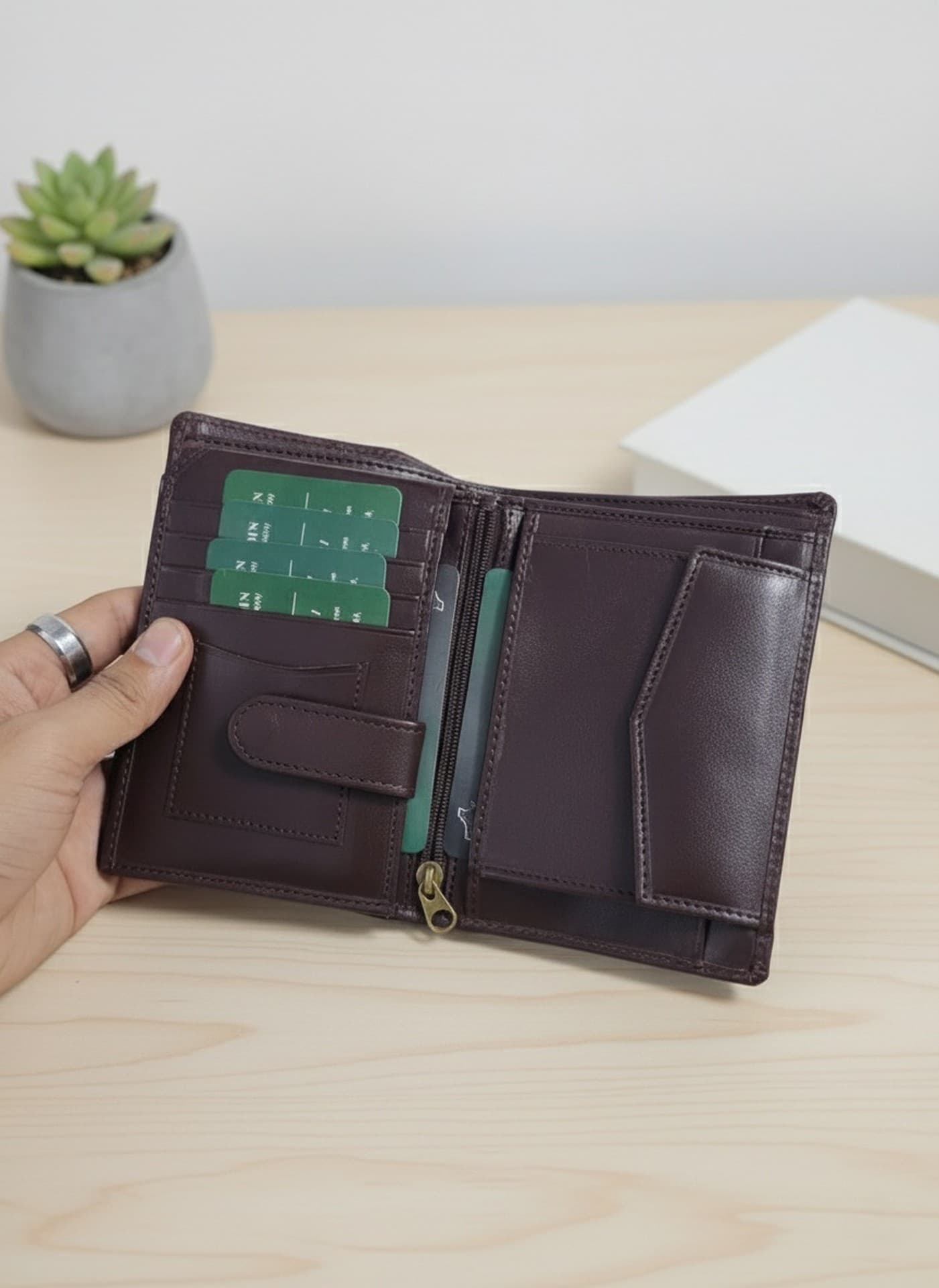 Genuine Leather Bifold Wallet - Coin thumbnail 4