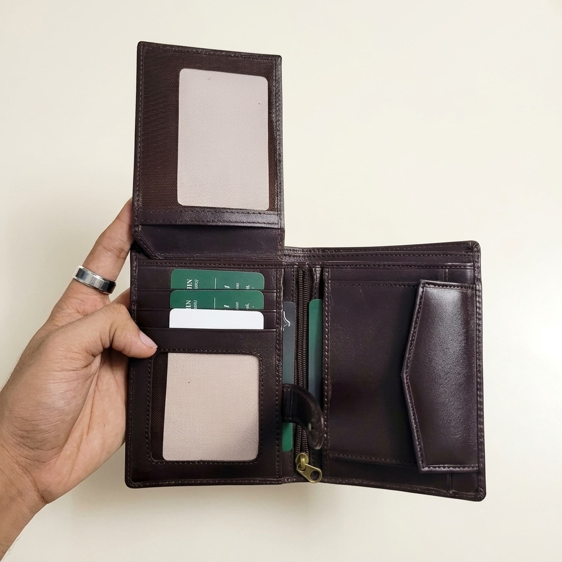 ID Flap Semi-Long Bifold Wallet with Coin & Zip Compartments thumbnail 3