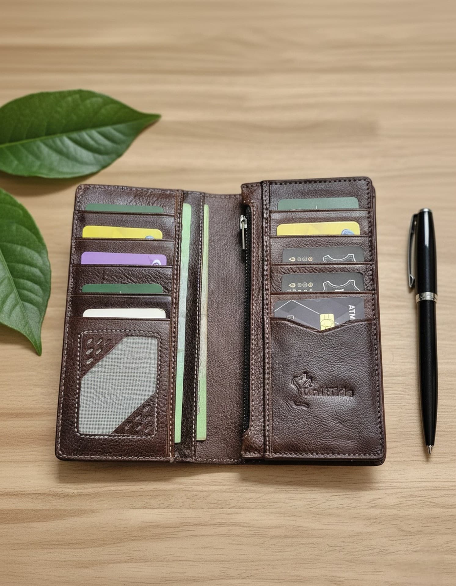 Genuine Leather Long Wallet - Vertical thumbnail 4