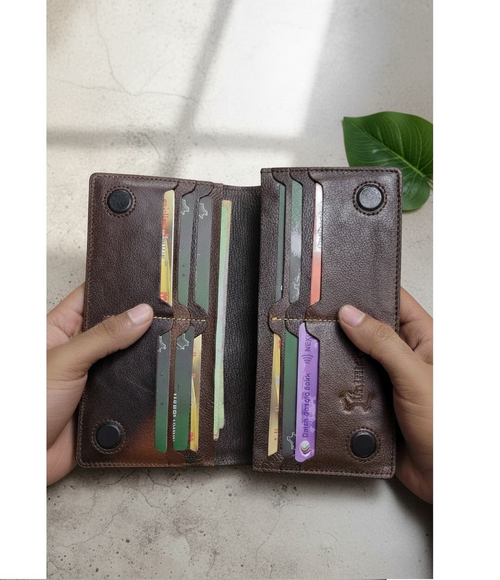 Genuine Leather Long Wallet - Double thumbnail 4