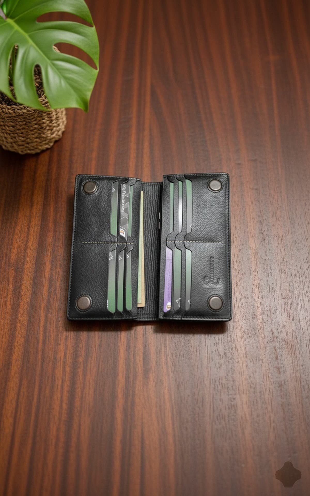 Genuine Leather Long Wallet - Double thumbnail 2