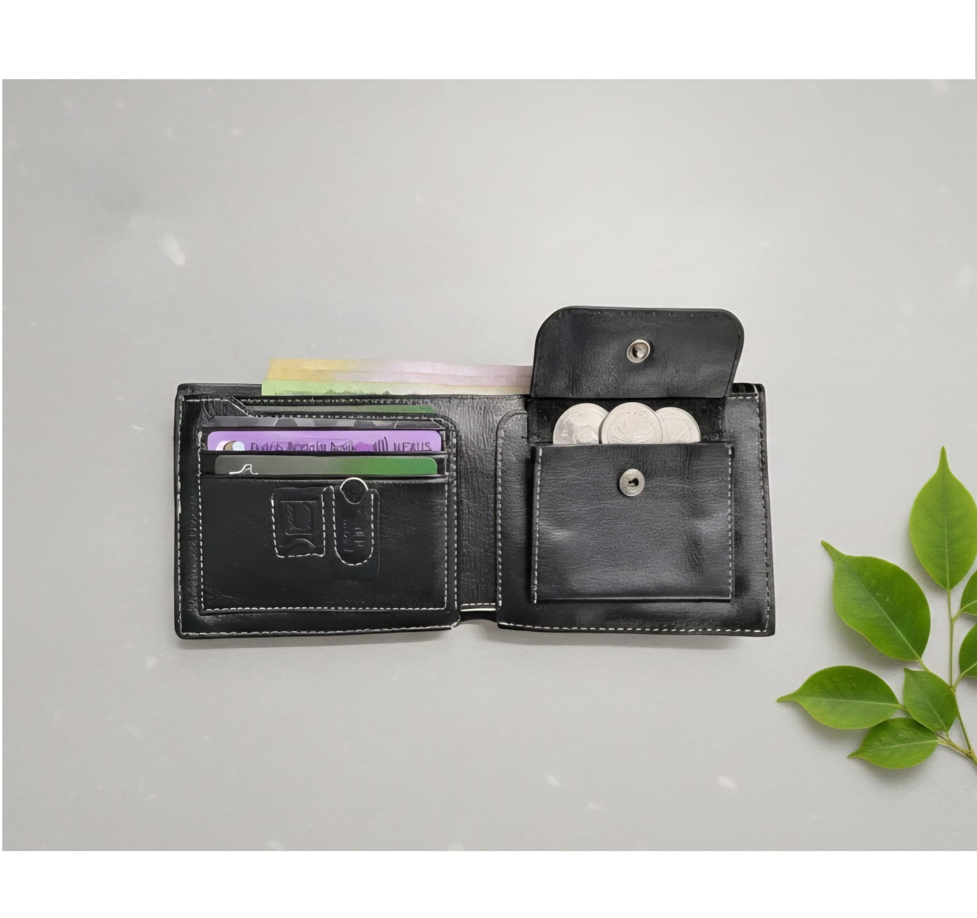 Genuine Leather Slim Wallet - Stitch thumbnail 2