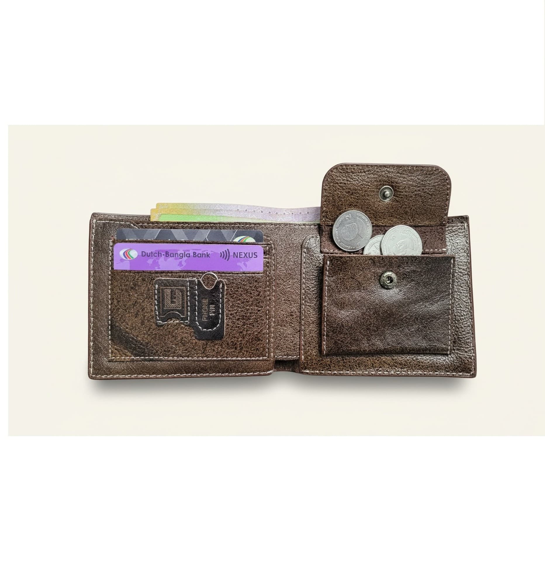 Genuine Leather Slim Wallet - Stitch thumbnail 5