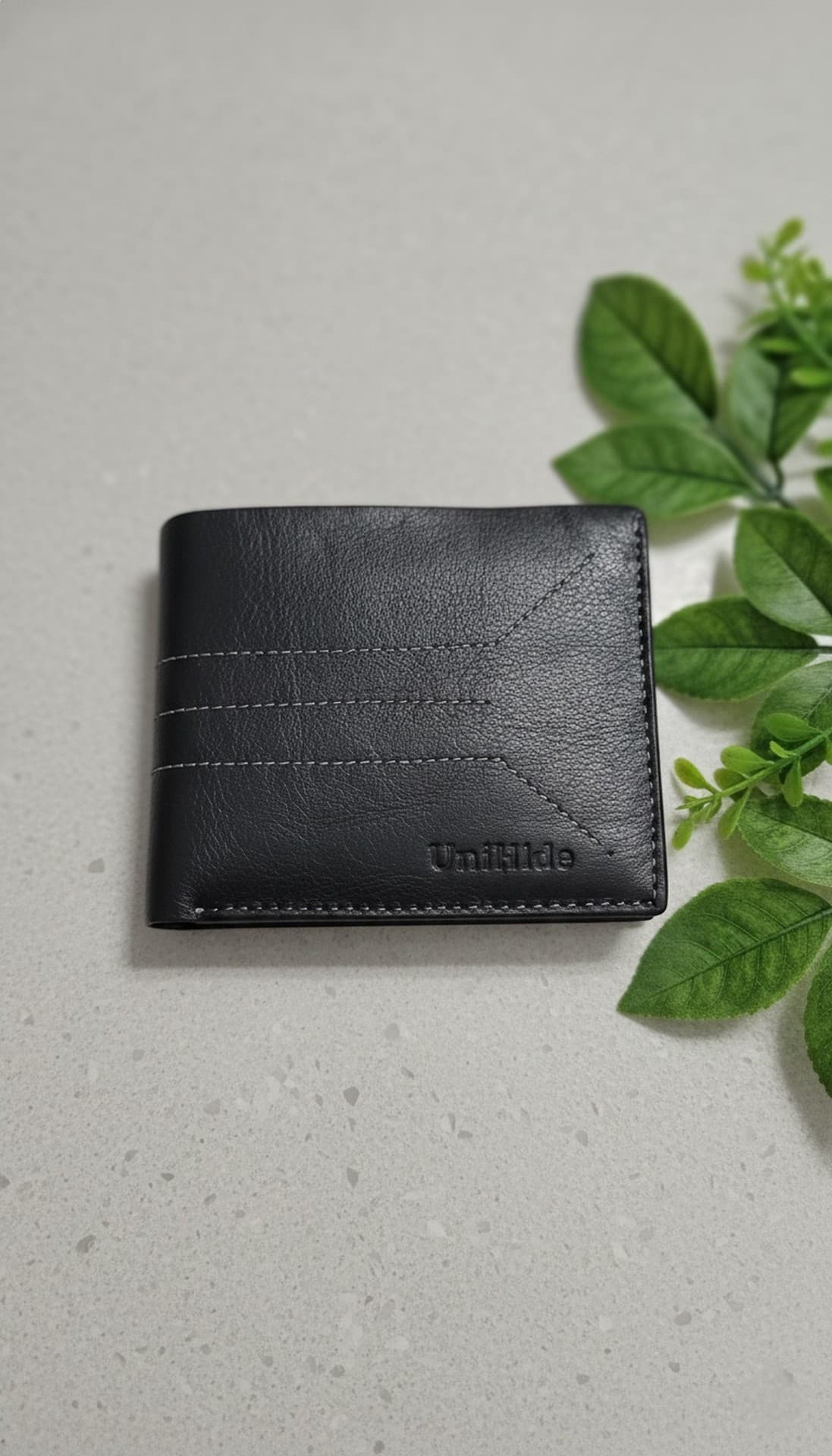 Genuine Leather Slim Wallet - Stitch